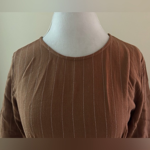 Cute Cocoa Brown w/ white stripe Dress - Picture 2 of 8